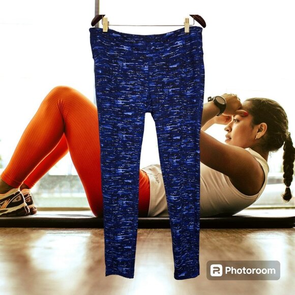 Women's Weatherproof 32 Degrees COOL Size XL Exercise Yoga Leggings Blue Pocket - Picture 1 of 6